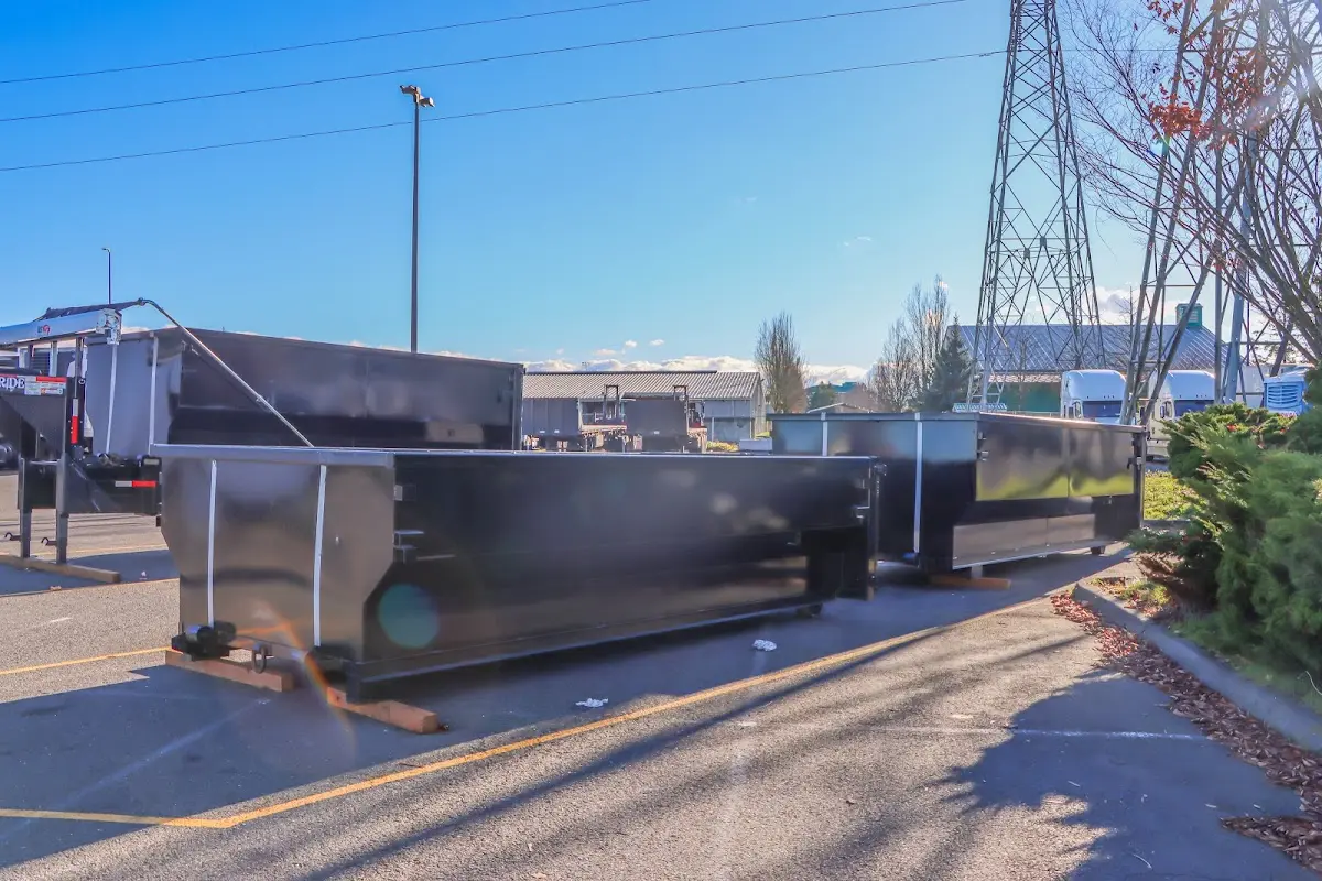 Roll-off dumpster ready for waste disposal at job site for Roofing Dumpster Rental in White